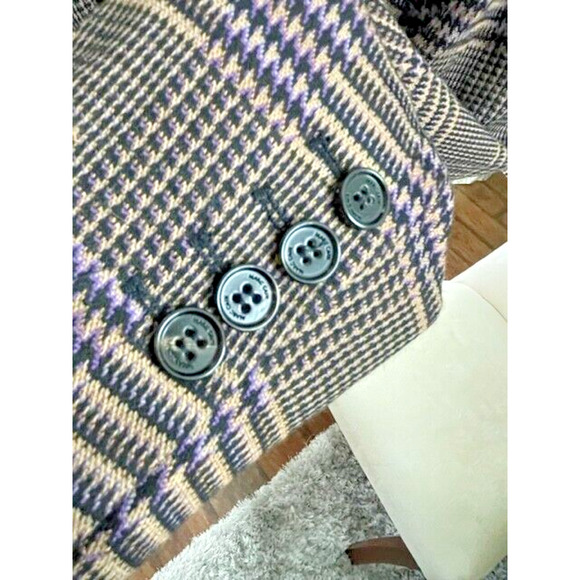 Marc Cain Women’s Plaid Tan Purple Blazer Jacket N4 US Size 10 NWT Retail $790 - Picture 7 of 14